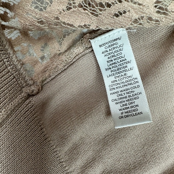 Ann Taylor LOFT Small Petite Beige Wool Blend‎ Cardigan Lace Front Long Sleeve - Picture 5 of 5